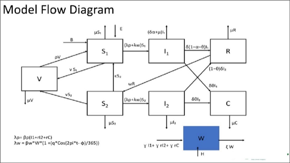 Compartmental diagram of model structure. Source: (Adapted from Pitzer VE, 2014)